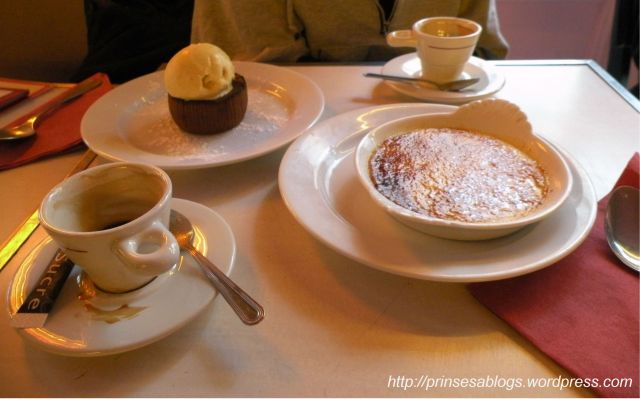 Deux cafe et creme brulee, si'l vous plait...and a molten chocolate cake, too